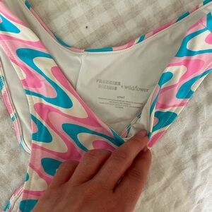 Frankies Bikinis Pink and Blue Swirl Swimsuit